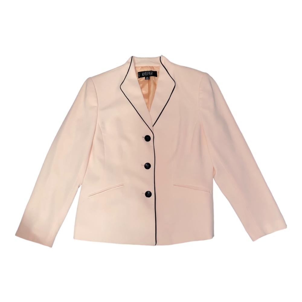 Kasper Fully Lined Women’s Pink Black Trim Blazer | Size 10P